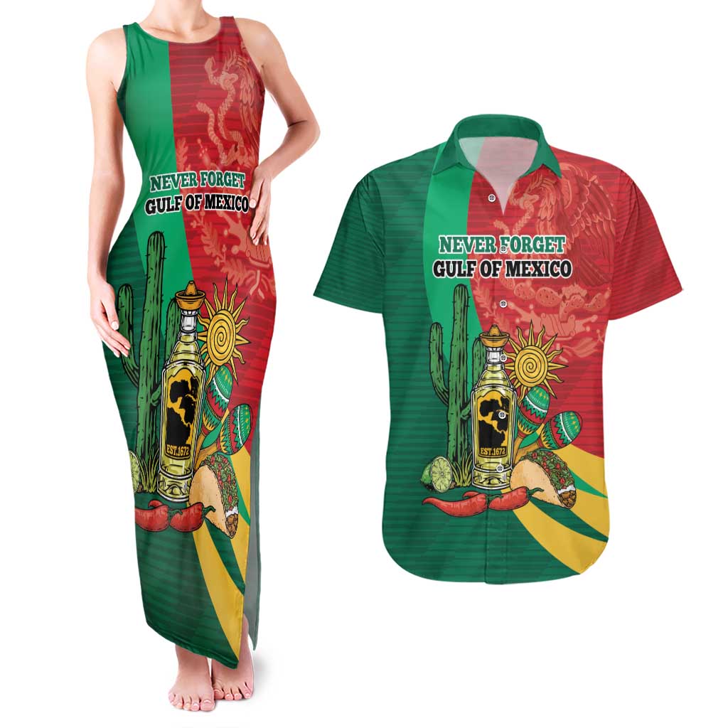 Gulf of Mexico Since 1672 Personalized Couples Matching Tank Maxi Dress and Hawaiian Shirt Mexican Tequila and Tacos