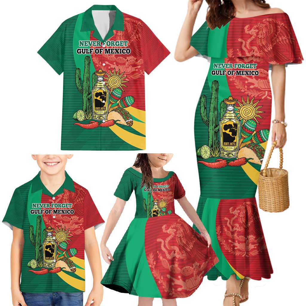 Gulf of Mexico Since 1672 Personalized Family Matching Mermaid Dress and Hawaiian Shirt Mexican Tequila and Tacos