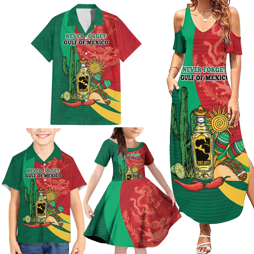 Gulf of Mexico Since 1672 Personalized Family Matching Summer Maxi Dress and Hawaiian Shirt Mexican Tequila and Tacos