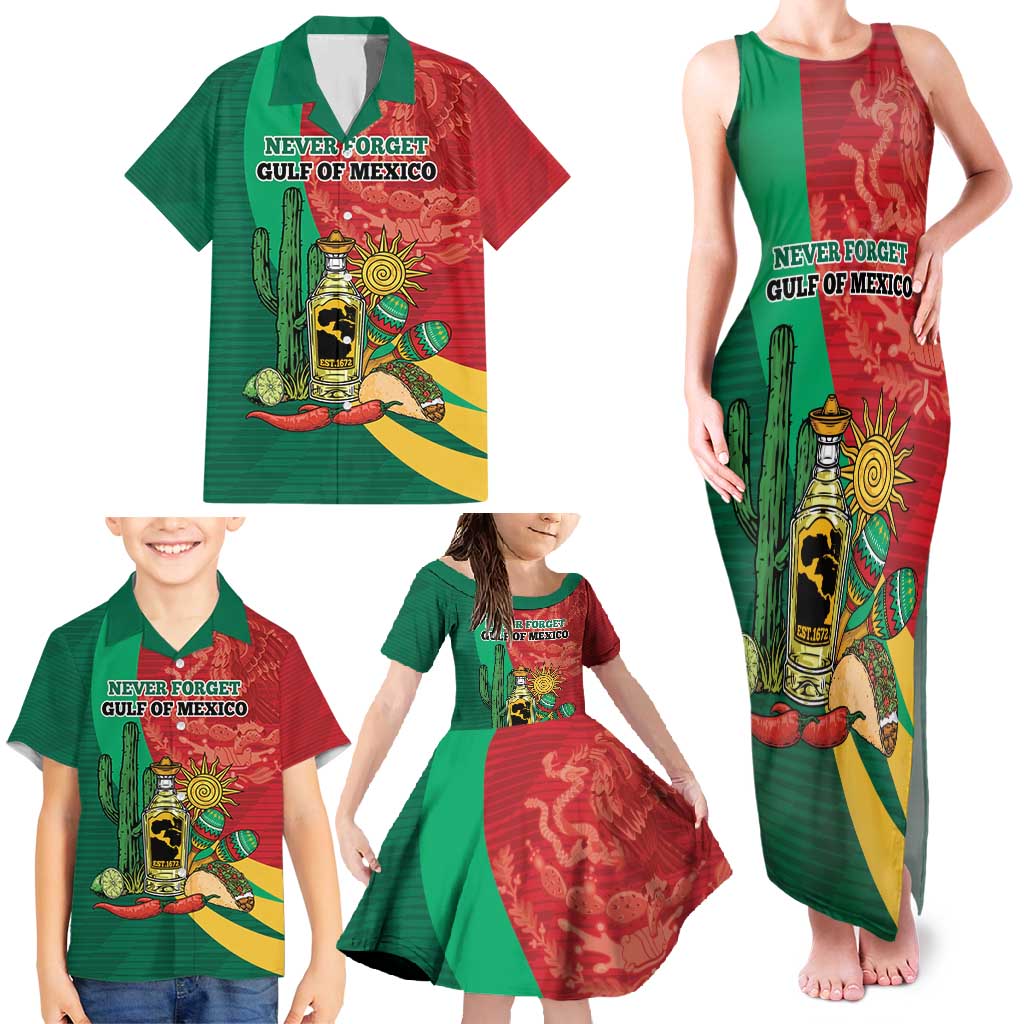 Gulf of Mexico Since 1672 Personalized Family Matching Tank Maxi Dress and Hawaiian Shirt Mexican Tequila and Tacos