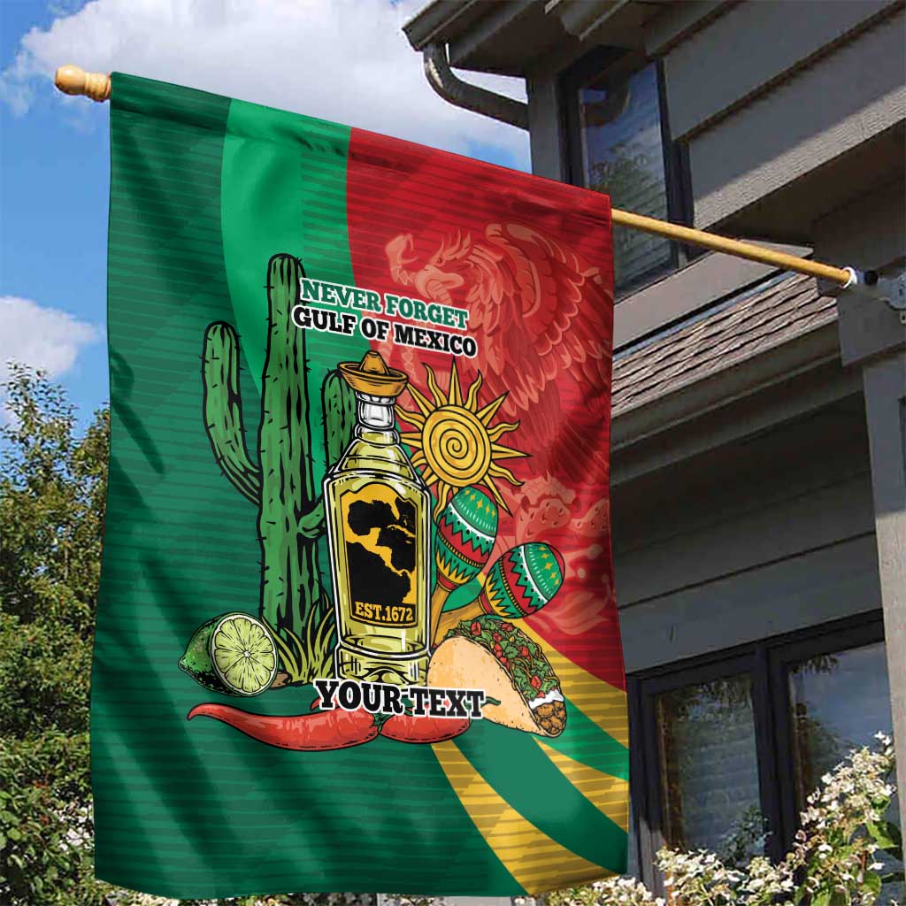 Gulf of Mexico Since 1672 Personalized Garden Flag Mexican Tequila and Tacos