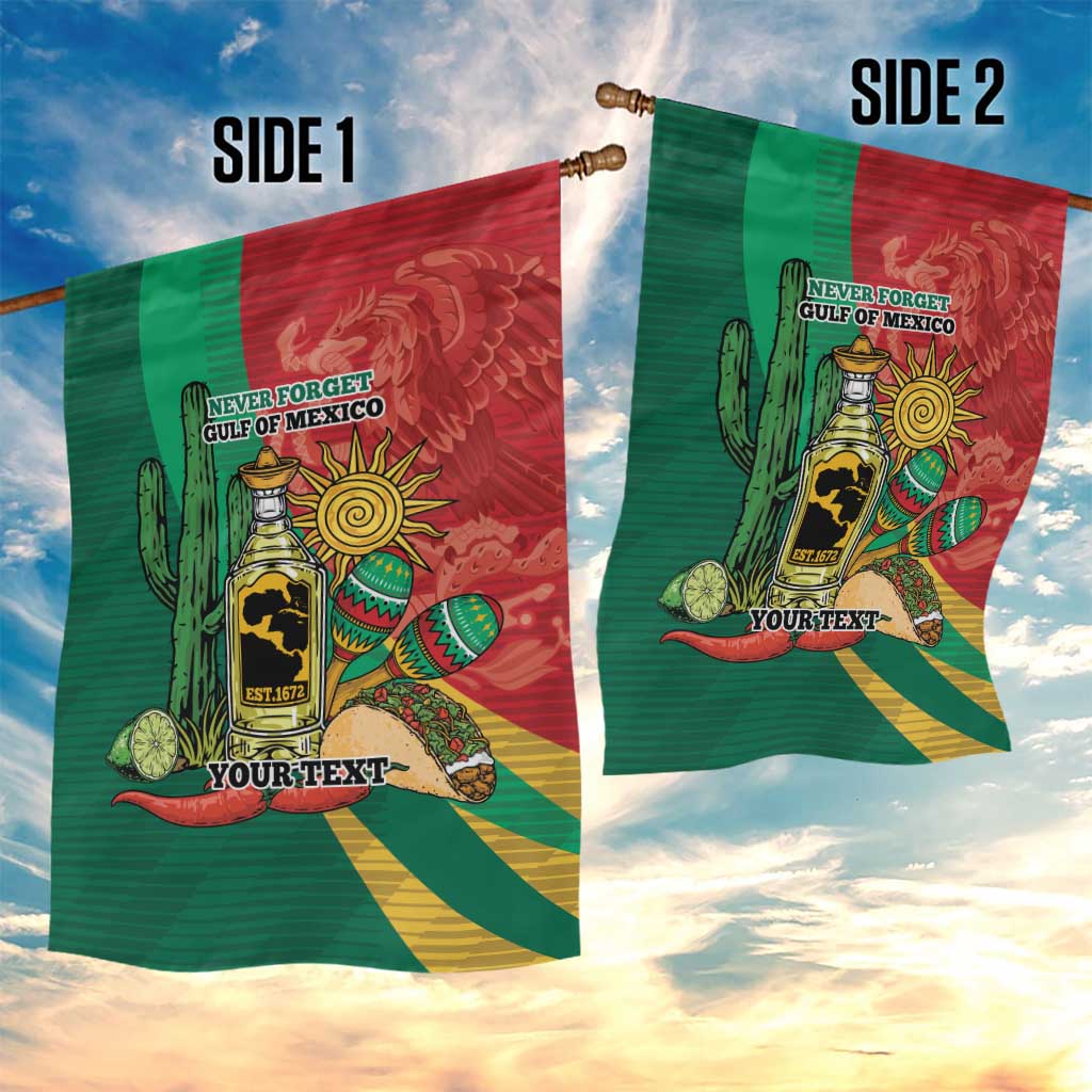 Gulf of Mexico Since 1672 Personalized Garden Flag Mexican Tequila and Tacos