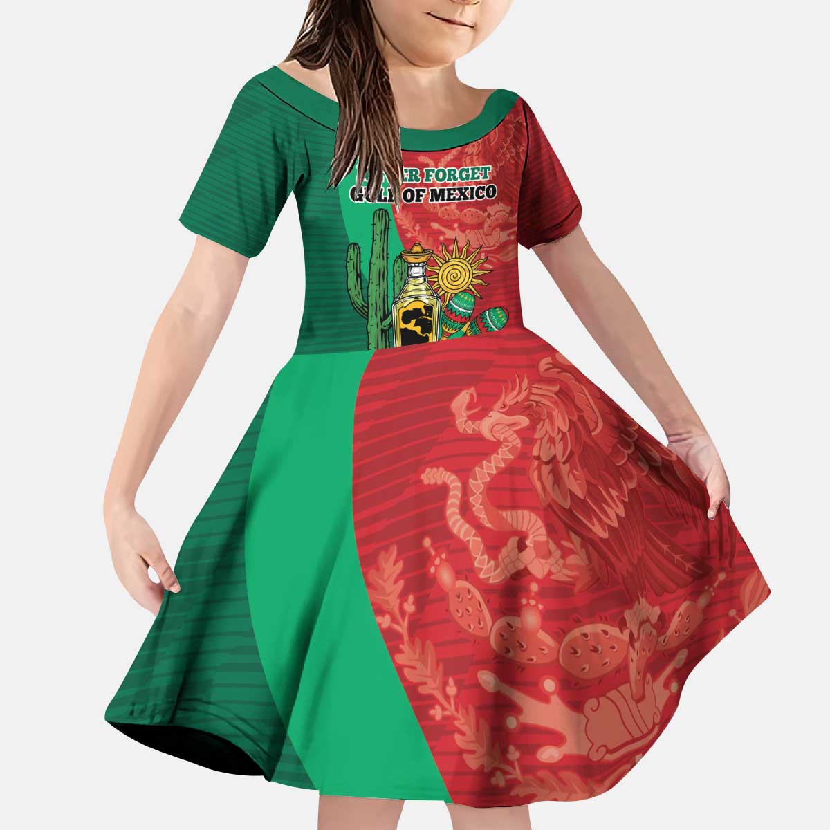 Gulf of Mexico Since 1672 Personalized Kid Short Sleeve Dress Mexican Tequila and Tacos