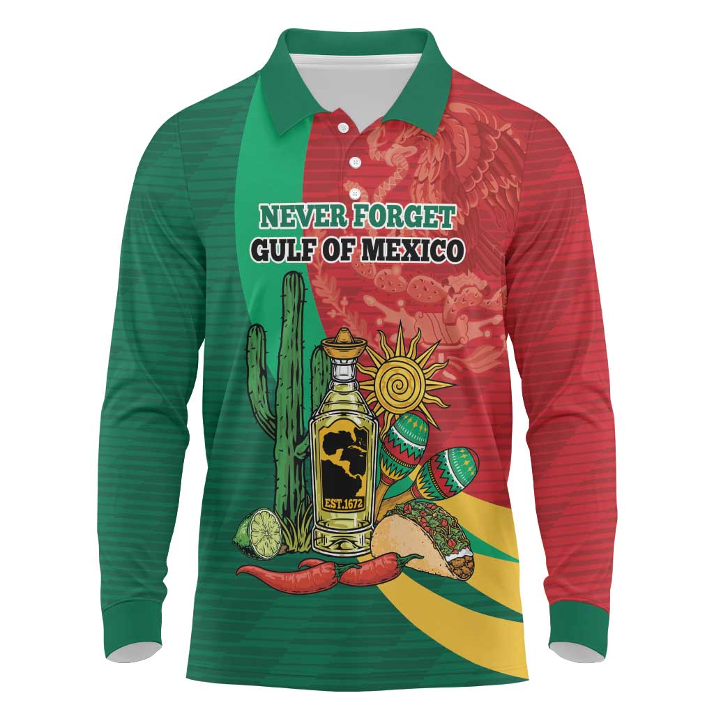 Gulf of Mexico Since 1672 Personalized Long Sleeve Polo Shirt Mexican Tequila and Tacos