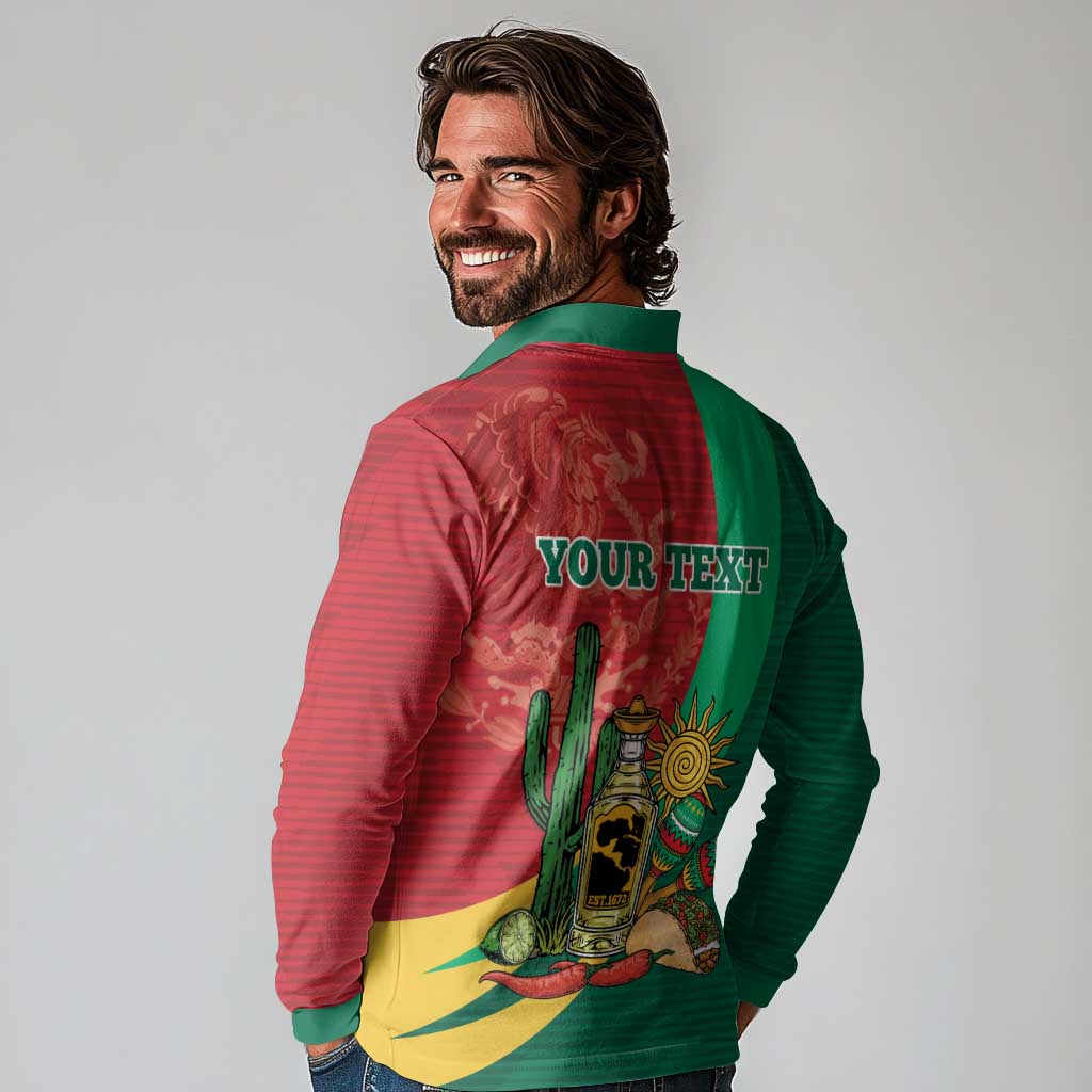 Gulf of Mexico Since 1672 Personalized Long Sleeve Polo Shirt Mexican Tequila and Tacos