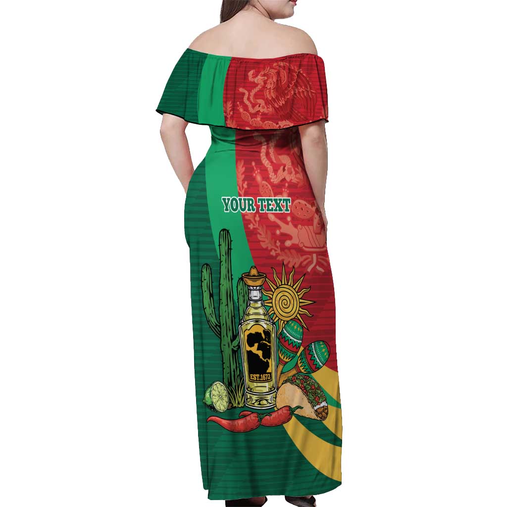 Gulf of Mexico Since 1672 Personalized Off Shoulder Maxi Dress Mexican Tequila and Tacos