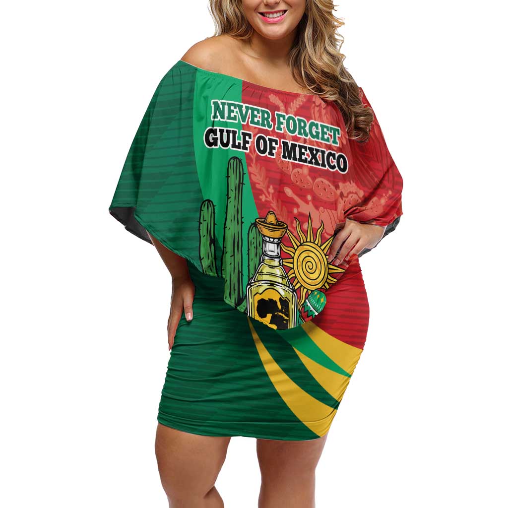 Gulf of Mexico Since 1672 Personalized Off Shoulder Short Dress Mexican Tequila and Tacos