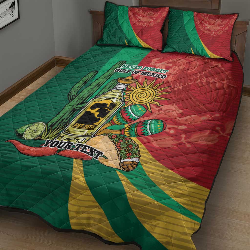 Gulf of Mexico Since 1672 Personalized Quilt Bed Set Mexican Tequila and Tacos