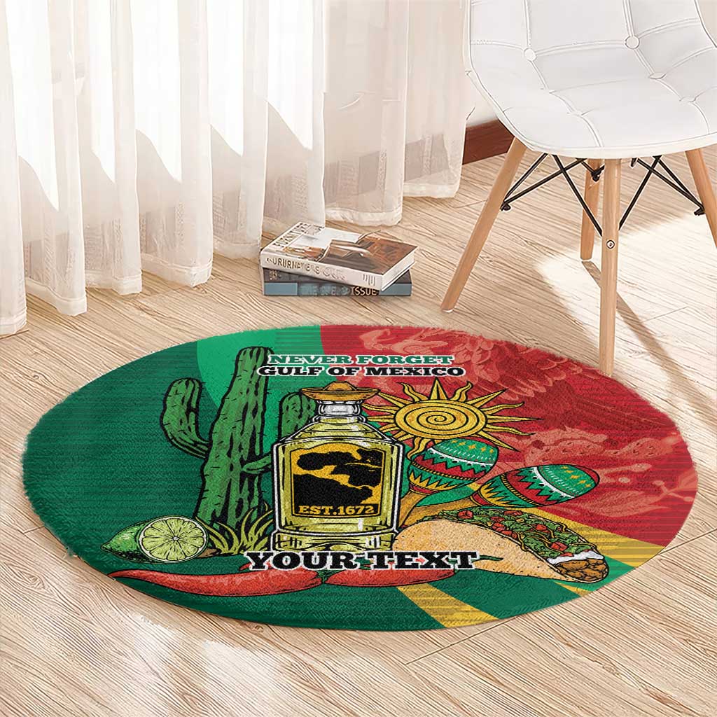 Gulf of Mexico Since 1672 Personalized Round Carpet Mexican Tequila and Tacos