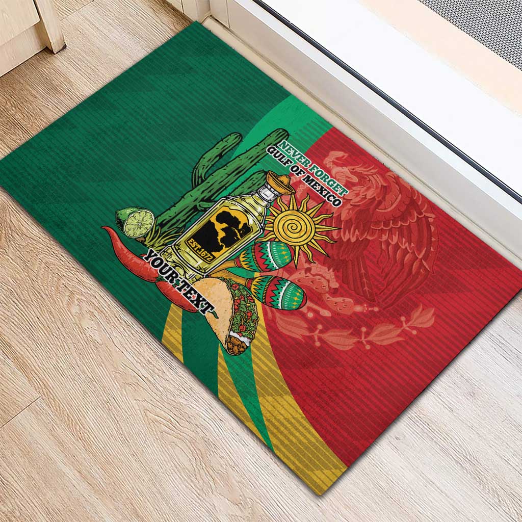 Gulf of Mexico Since 1672 Personalized Rubber Doormat Mexican Tequila and Tacos