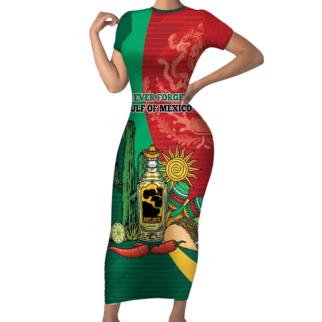 Gulf of Mexico Since 1672 Personalized Short Sleeve Bodycon Dress Mexican Tequila and Tacos