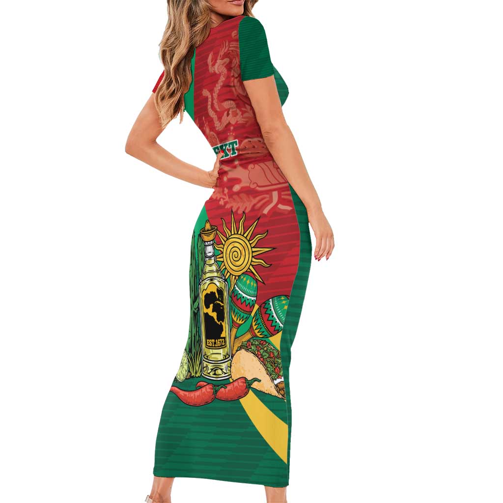 Gulf of Mexico Since 1672 Personalized Short Sleeve Bodycon Dress Mexican Tequila and Tacos