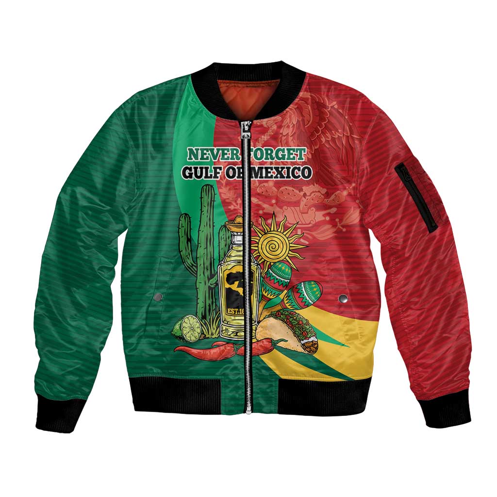 Gulf of Mexico Since 1672 Personalized Sleeve Zip Bomber Jacket Mexican Tequila and Tacos