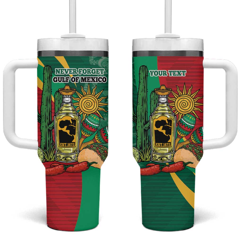 Gulf of Mexico Since 1672 Personalized Tumbler With Handle Mexican Tequila and Tacos