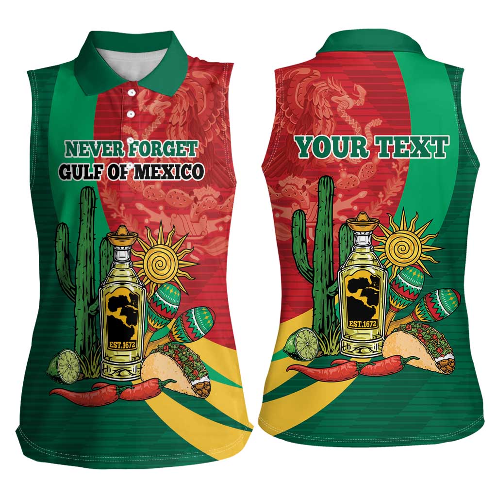 Gulf of Mexico Since 1672 Personalized Women Sleeveless Polo Shirt Mexican Tequila and Tacos