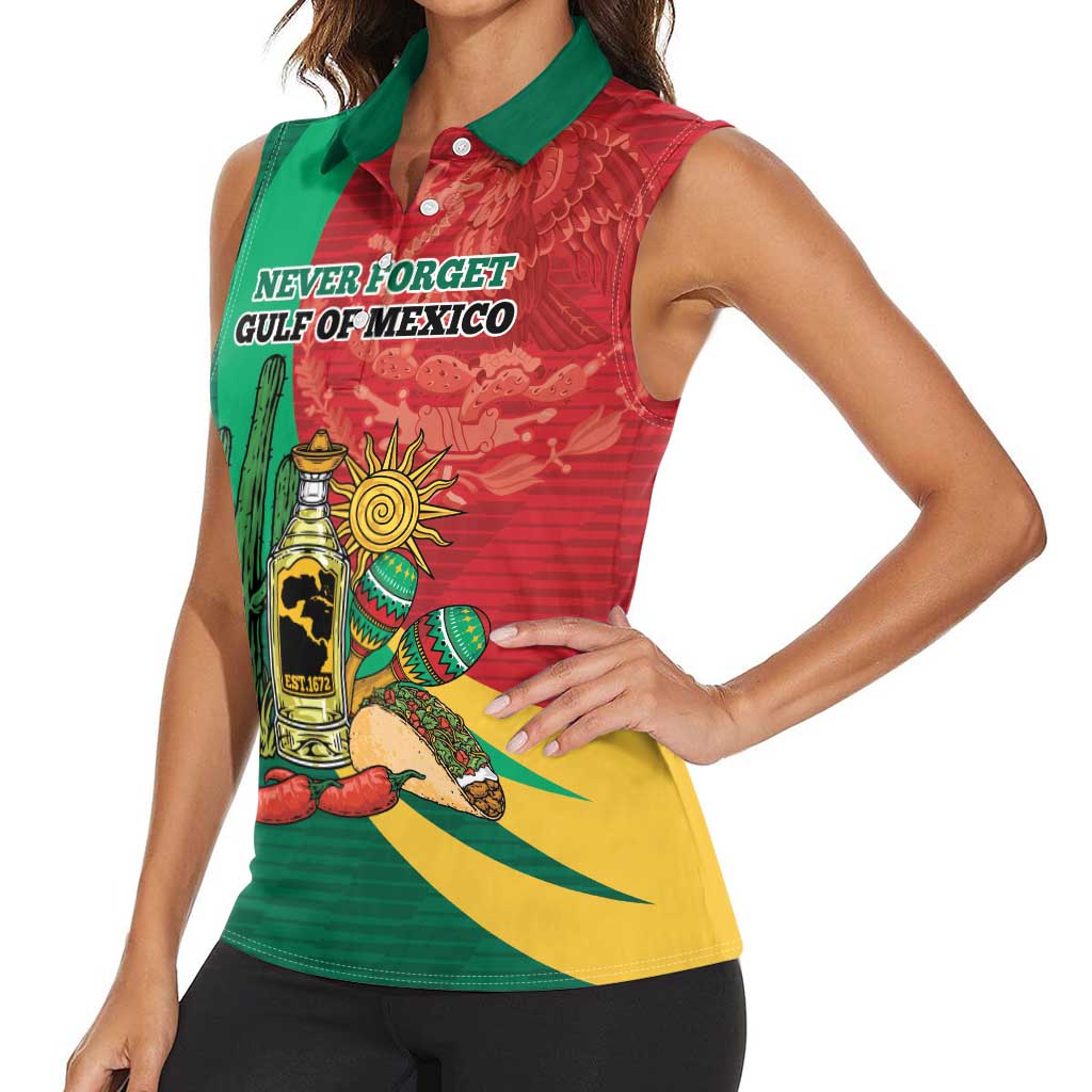 Gulf of Mexico Since 1672 Personalized Women Sleeveless Polo Shirt Mexican Tequila and Tacos