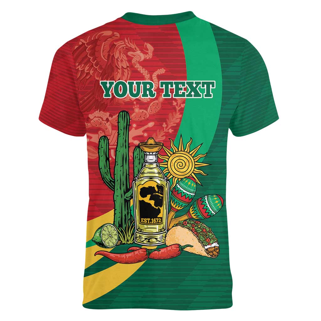 Gulf of Mexico Since 1672 Personalized Women V-Neck T-Shirt Mexican Tequila and Tacos