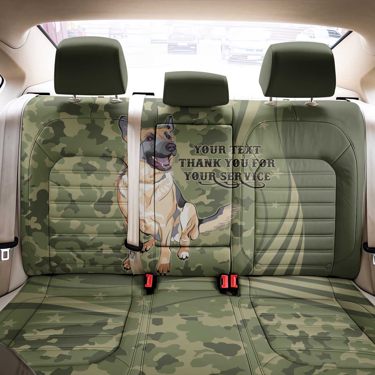 United States Canine Personalized Back Car Seat Cover USA Military K9s Camouflage