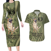 United States Canine Personalized Couples Matching Long Sleeve Bodycon Dress and Hawaiian Shirt USA Military K9s Camouflage