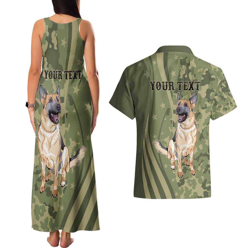 United States Canine Personalized Couples Matching Tank Maxi Dress and Hawaiian Shirt USA Military K9s Camouflage