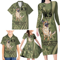 United States Canine Personalized Family Matching Long Sleeve Bodycon Dress and Hawaiian Shirt USA Military K9s Camouflage