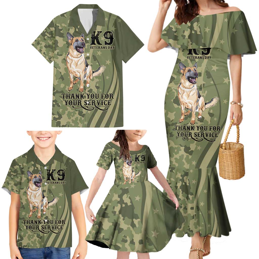 United States Canine Personalized Family Matching Mermaid Dress and Hawaiian Shirt USA Military K9s Camouflage