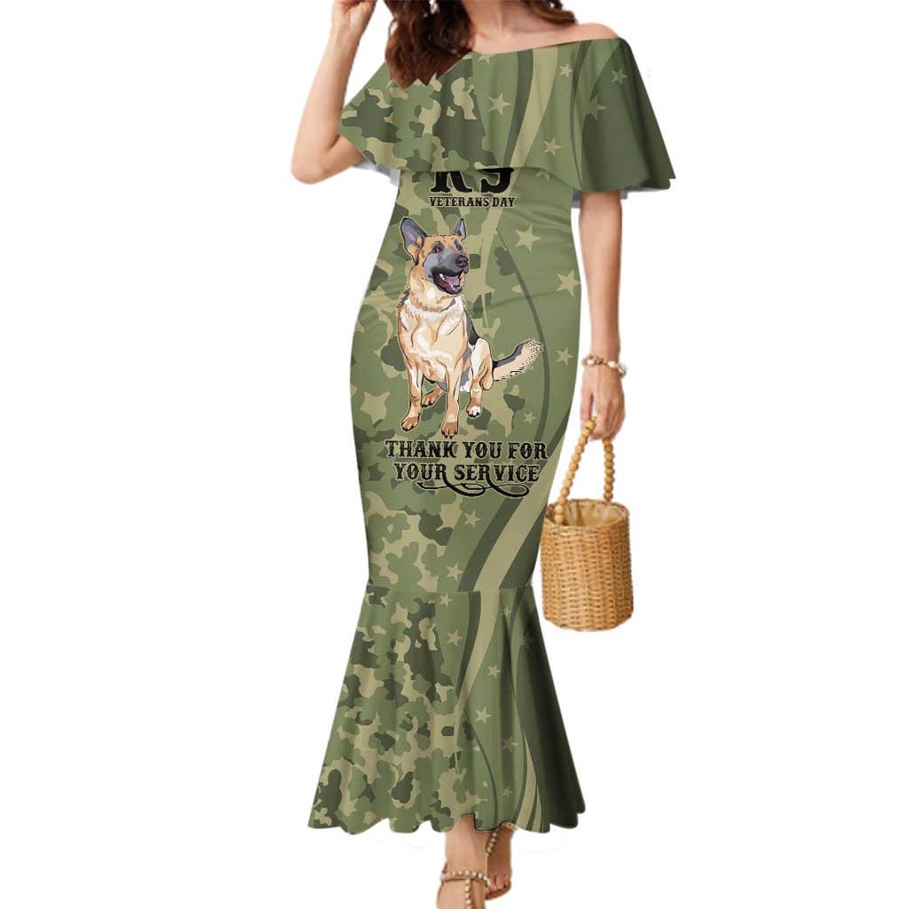 United States Canine Personalized Family Matching Mermaid Dress and Hawaiian Shirt USA Military K9s Camouflage