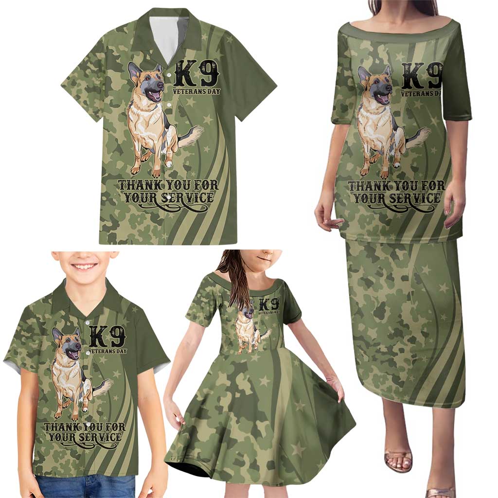 United States Canine Personalized Family Matching Puletasi and Hawaiian Shirt USA Military K9s Camouflage