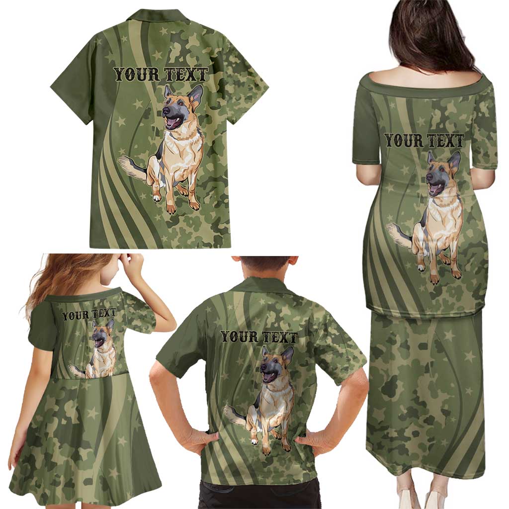 United States Canine Personalized Family Matching Puletasi and Hawaiian Shirt USA Military K9s Camouflage
