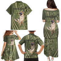 United States Canine Personalized Family Matching Puletasi and Hawaiian Shirt USA Military K9s Camouflage