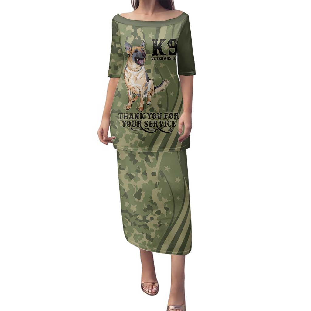 United States Canine Personalized Family Matching Puletasi and Hawaiian Shirt USA Military K9s Camouflage