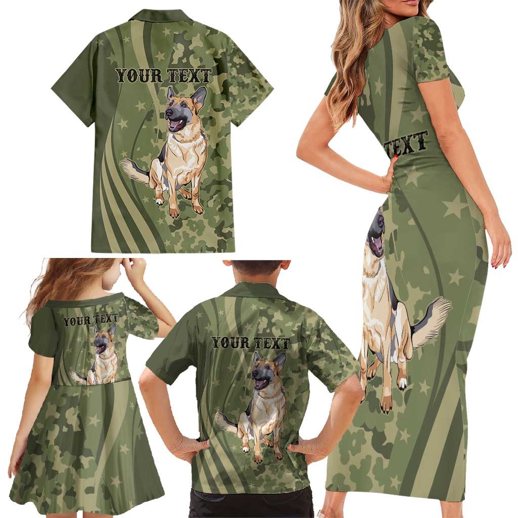 United States Canine Personalized Family Matching Short Sleeve Bodycon Dress and Hawaiian Shirt USA Military K9s Camouflage
