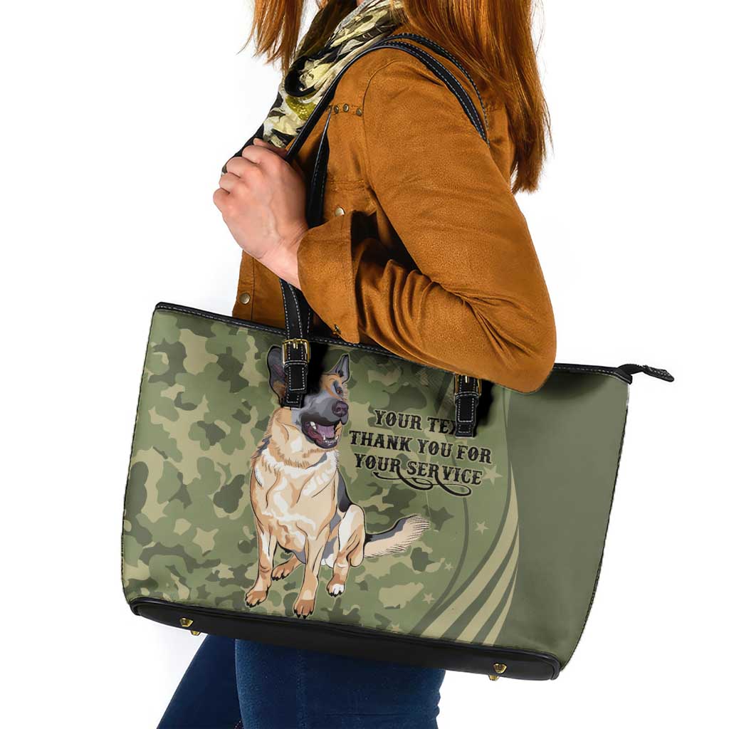 United States Canine Personalized Leather Tote Bag USA Military K9s Camouflage