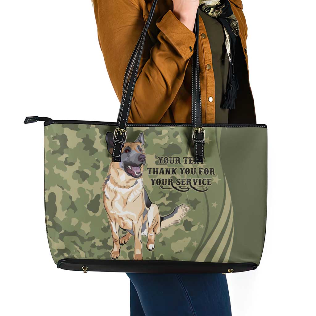 United States Canine Personalized Leather Tote Bag USA Military K9s Camouflage