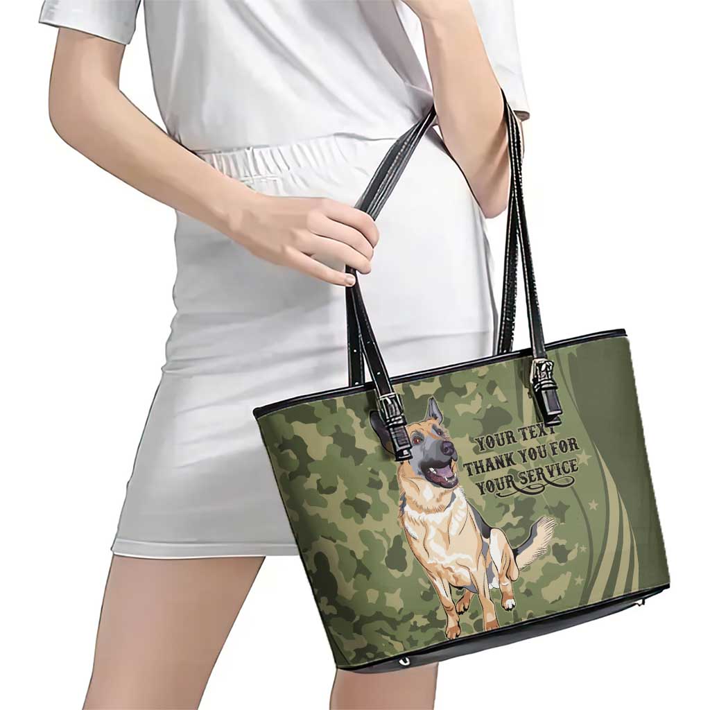United States Canine Personalized Leather Tote Bag USA Military K9s Camouflage