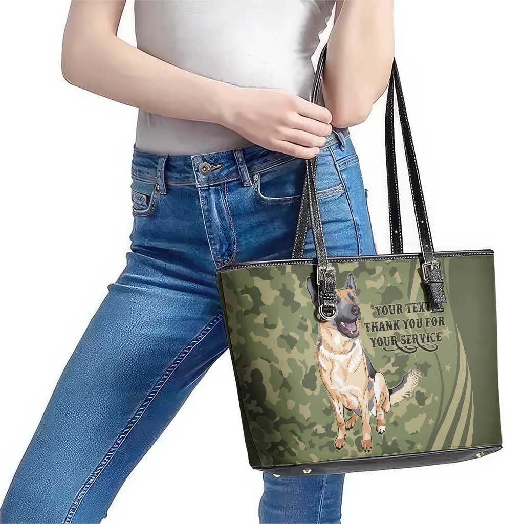 United States Canine Personalized Leather Tote Bag USA Military K9s Camouflage