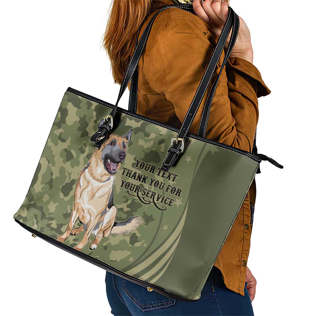United States Canine Personalized Leather Tote Bag USA Military K9s Camouflage