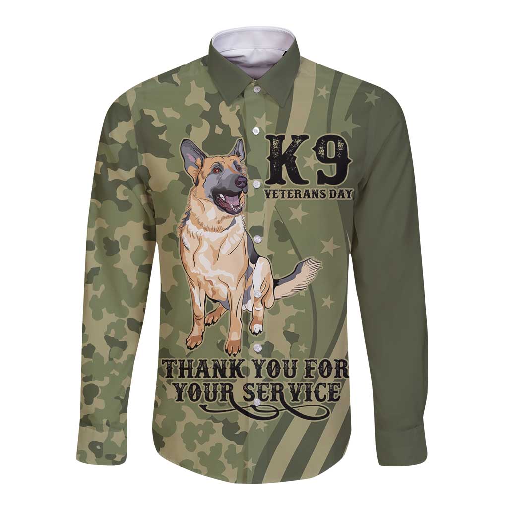 United States Canine Personalized Long Sleeve Button Shirt USA Military K9s Camouflage