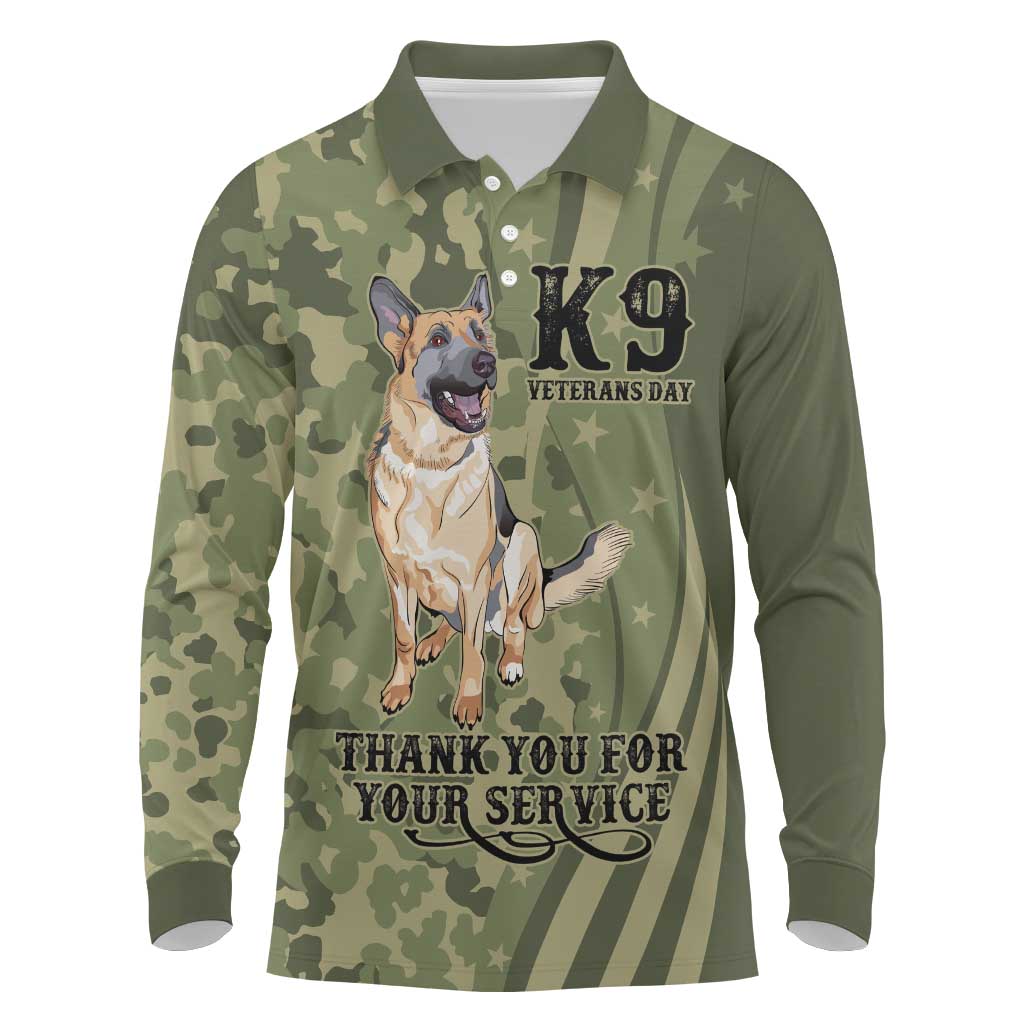 United States Canine Personalized Long Sleeve Polo Shirt USA Military K9s Camouflage