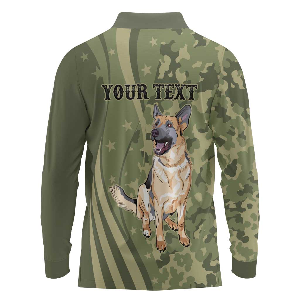 United States Canine Personalized Long Sleeve Polo Shirt USA Military K9s Camouflage