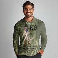 United States Canine Personalized Long Sleeve Polo Shirt USA Military K9s Camouflage