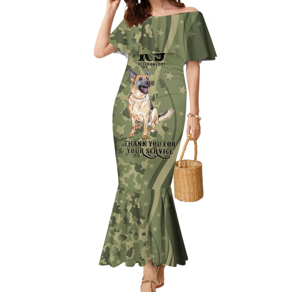 United States Canine Personalized Mermaid Dress USA Military K9s Camouflage