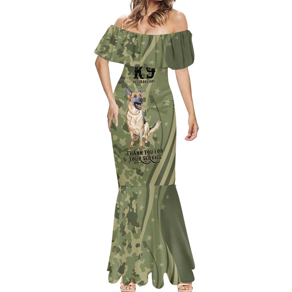 United States Canine Personalized Mermaid Dress USA Military K9s Camouflage
