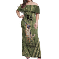 United States Canine Personalized Off Shoulder Maxi Dress USA Military K9s Camouflage