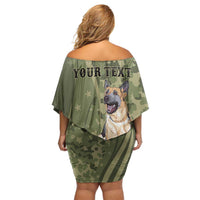 United States Canine Personalized Off Shoulder Short Dress USA Military K9s Camouflage