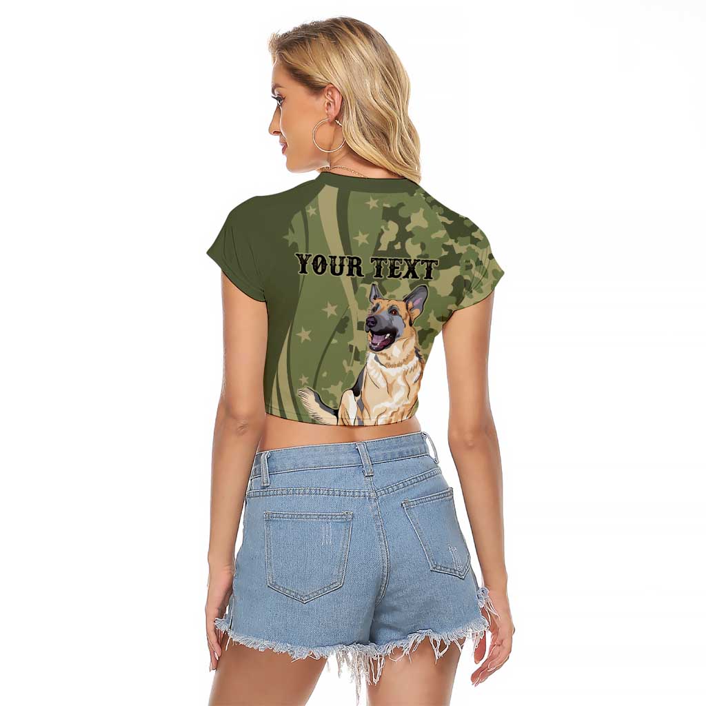 United States Canine Personalized Raglan Cropped T Shirt USA Military K9s Camouflage