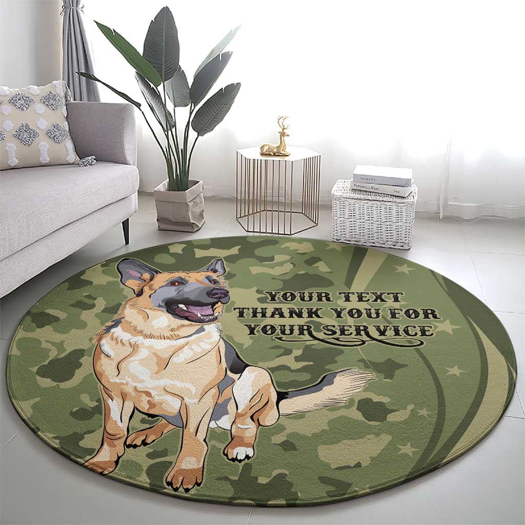 United States Canine Personalized Round Carpet USA Military K9s Camouflage