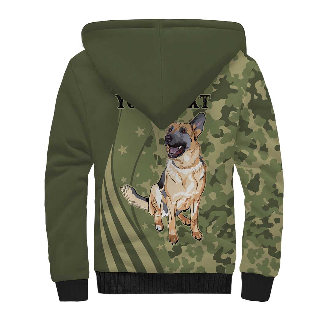 United States Canine Personalized Sherpa Hoodie USA Military K9s Camouflage