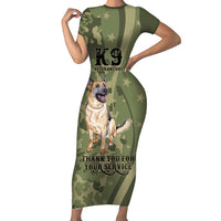 United States Canine Personalized Short Sleeve Bodycon Dress USA Military K9s Camouflage