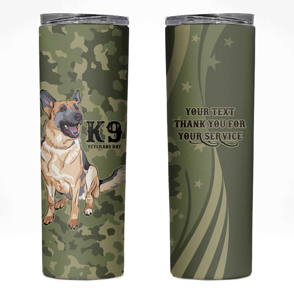 United States Canine Personalized Skinny Tumbler USA Military K9s Camouflage